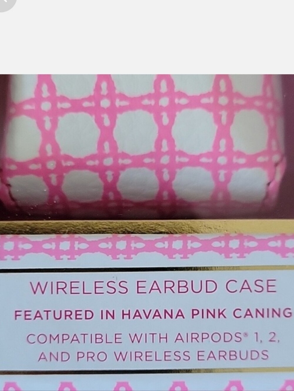 LILLY PULITZER Wireless Airpod Case Havana Pink Caning Charging Port Access  NWT - Picture 4 of 4